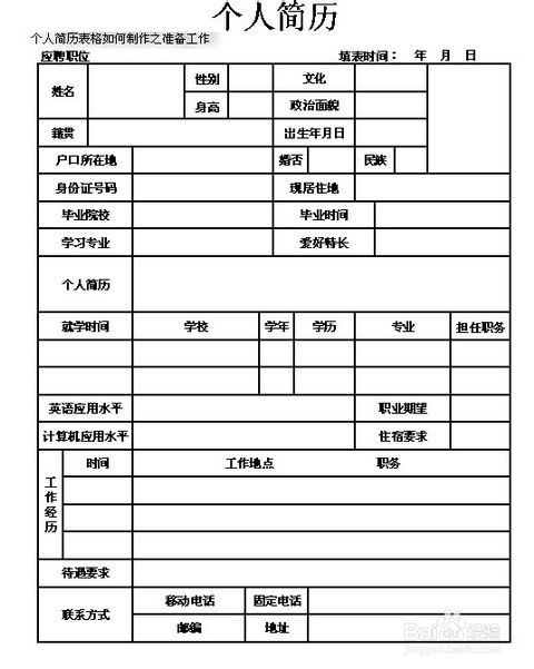 个人简历模版如何制作