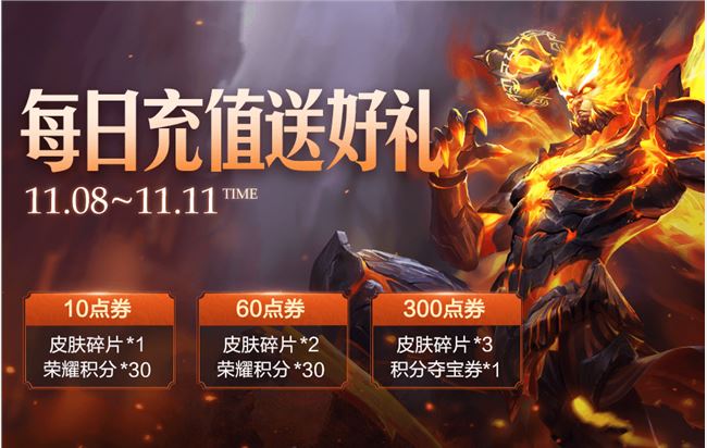 《王者荣耀》11月5号更新的每日充值送什么好礼