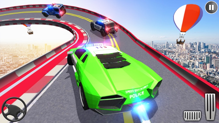警车巨型坡道特技3D