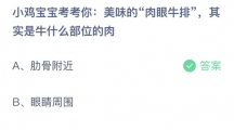 支付宝蚂蚁庄园2022年7月5日答案更新（美味的肉眼牛排，其实是牛什么部位的肉？7月5日答案分