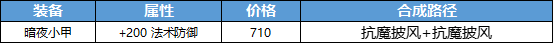 《王者荣耀》永夜护甲属性合成介绍